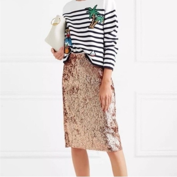 NWT J. Crew Rose Gold Sequin Skirt Size 14 - Picture 1 of 15